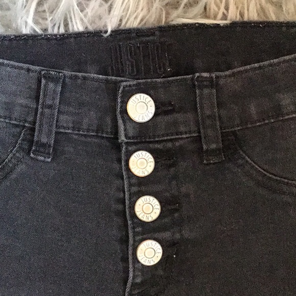 JUSTICE Girls black HIGH WAISTED jeans SIZE 12 - Picture 2 of 4